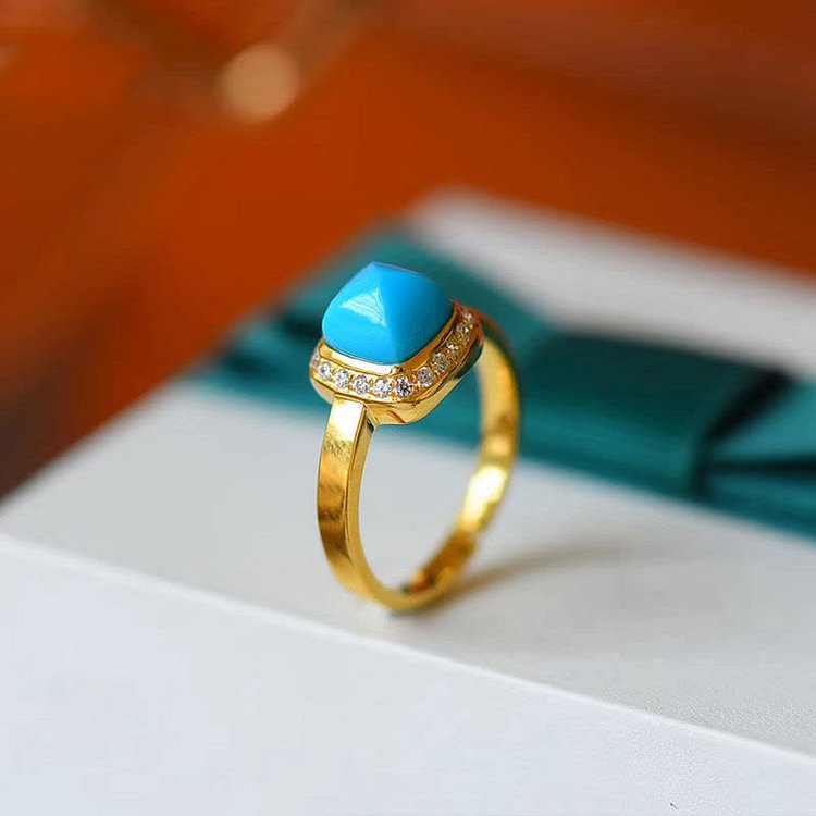 Natural Turquoise Protection Ring