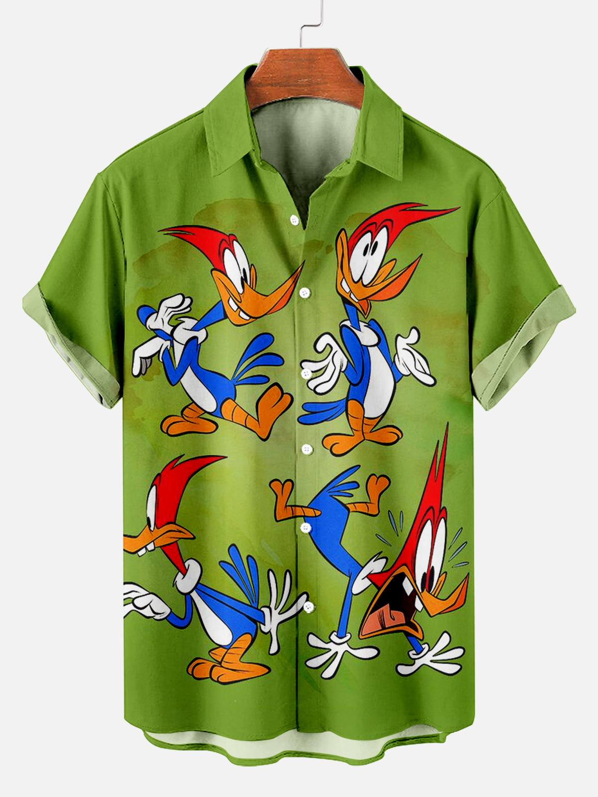 Men's Classic Cartoon Fun Print Short Sleeve Lapel Shirt PLUSCLOTHESMAN