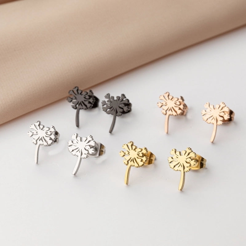 1 Pair Cute Minimalist Dandelion Polishing 304 Stainless Steel 18K Gold Plated Ear Studs
