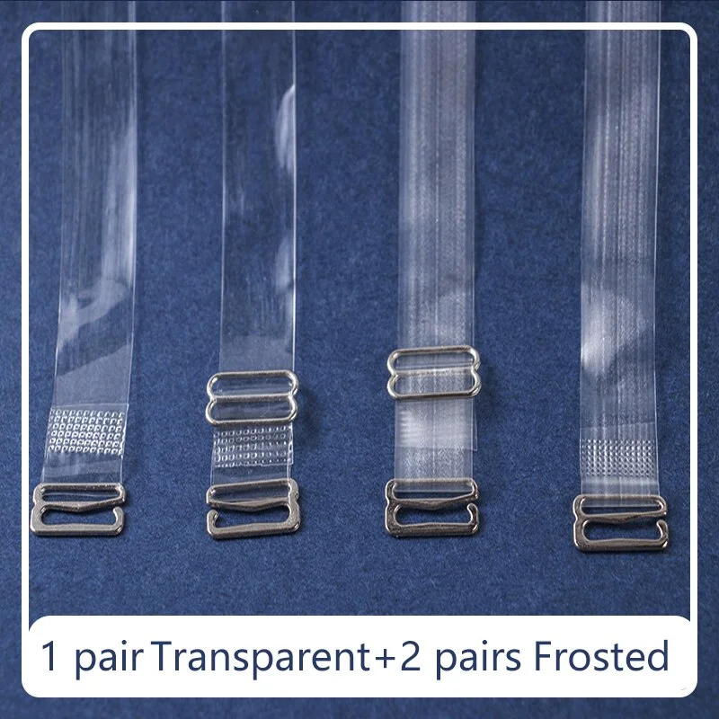 3Pairs=6Pcs Metal Buckle Bra Straps Belt Women's Elastic Transparent Silicone Adjustable Invisible Intimates Women Accessories