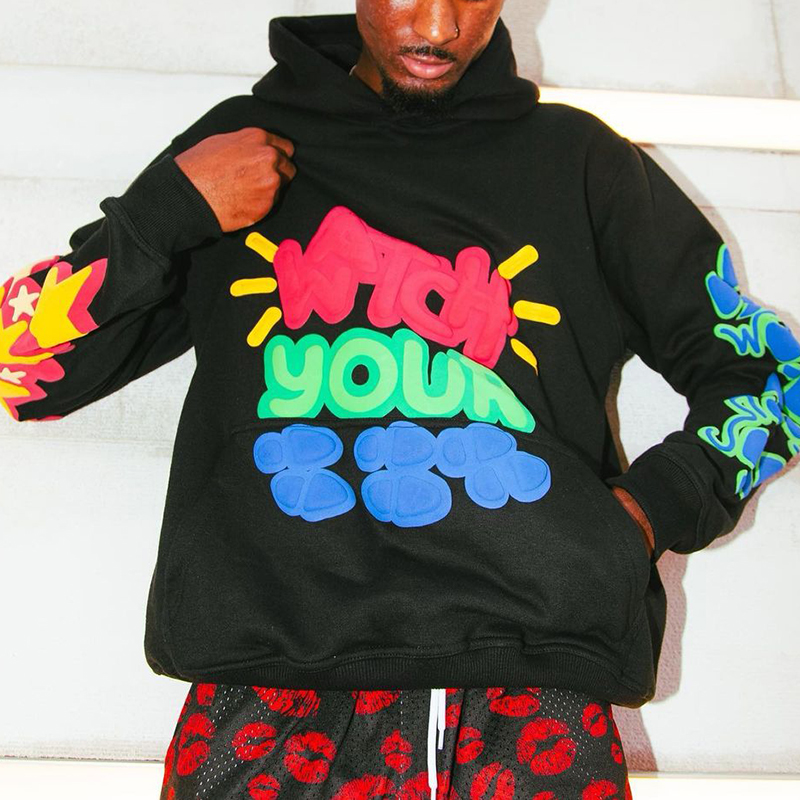 Loveciss Personalized Street Color Letter Print Hooded Sweatshirt For Men