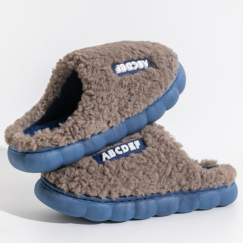 Toneke popular women's shoes Warm Plush Winter Shoes Men Women Indoor Slippers Letter Anti-slip Soft Fur Couple Home Floor Cotton Slipper House Shoes 2025