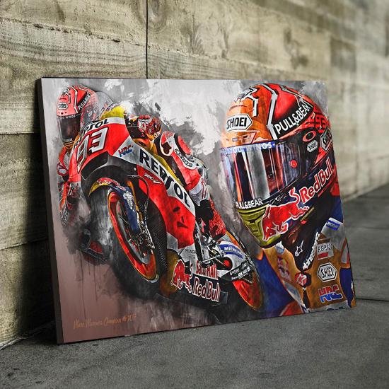 Marc Marquez Moto GP Champion 2017 Canvas Wall Art