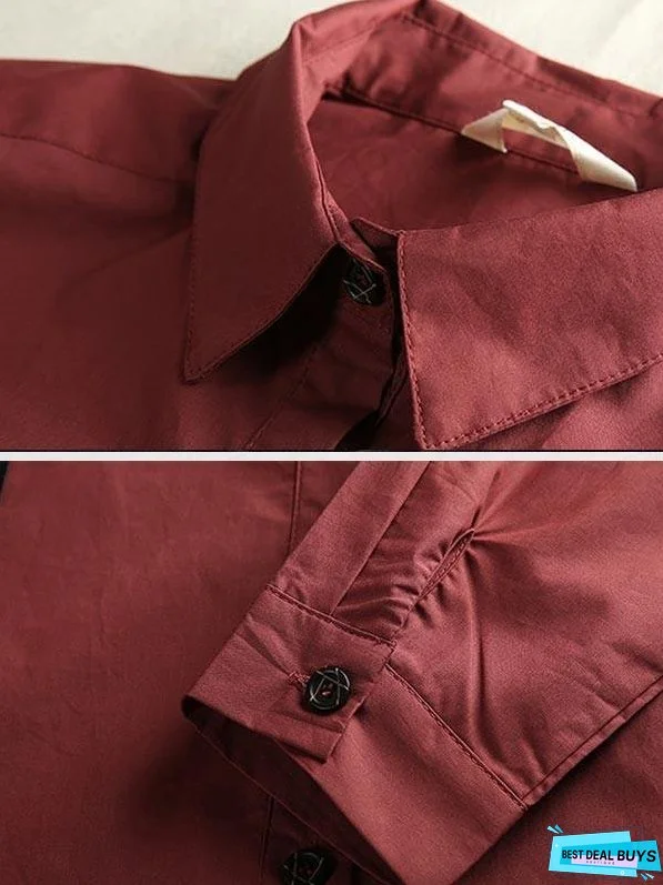 Spring Applique Casual White Shirt