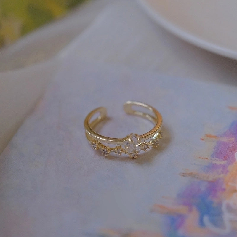 Minimalist Pentagram Copper Gold Plated Silver Plated Zircon Open Rings In Bulk