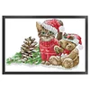 [Brand]Christmas Kitten And Bear - 14CT Stamped Cross Stitch - 42*30cm - Xmas