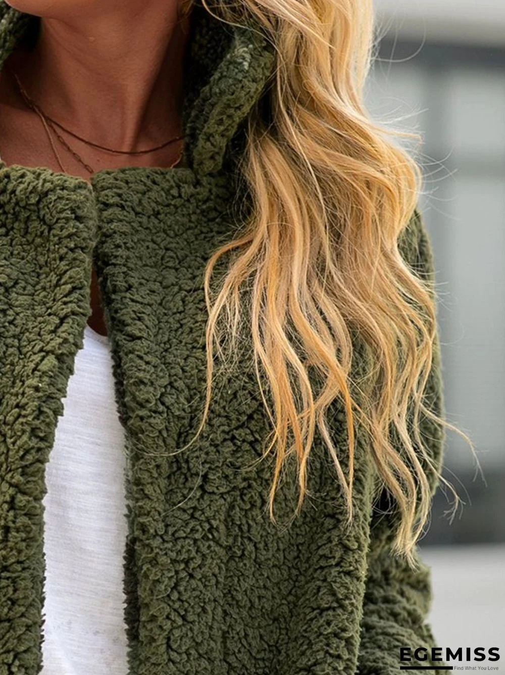 Casual Long Sleeve Faux Fur Outerwear | EGEMISS