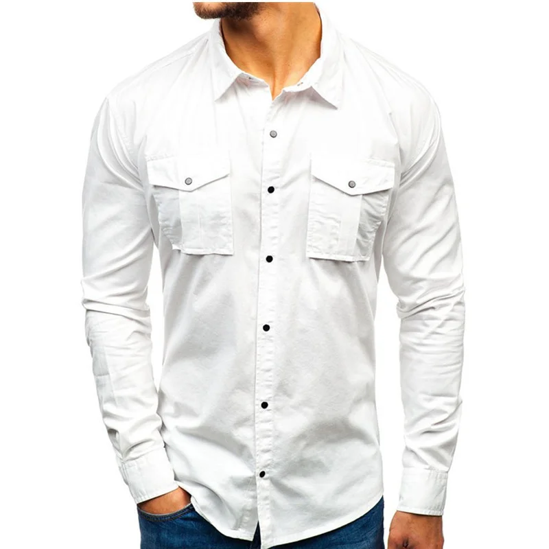 Men's Solid ColorLong Sleeve Lapel Casual Shirt
