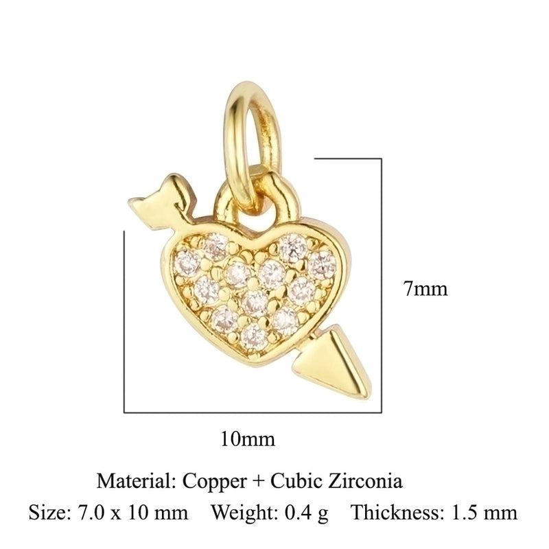 3 Pieces Sweet Pentagram Heart Shape Copper Plating Inlay Zircon 18k Gold Plated Charms Jewelry Accessories