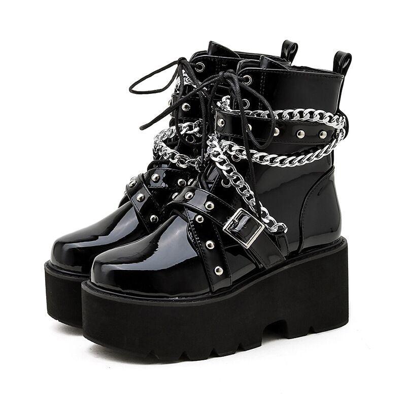 Chained Belt Boots - GothBB 2022 free shipping available