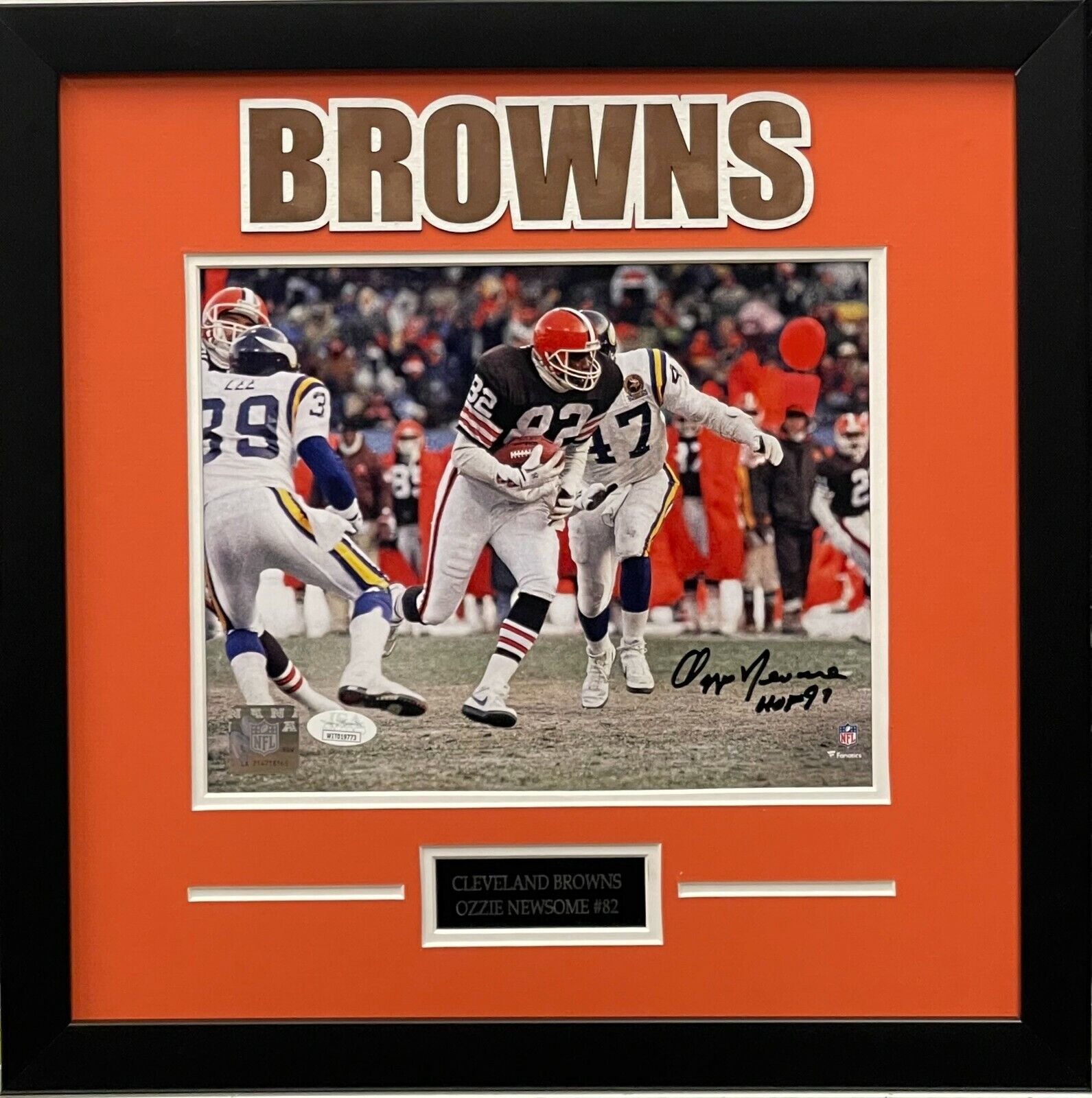 Ozzie Newsome autographed framed inscribed 8x10 NFL Cleveland Browns JSA COA