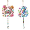 2pcs Crab and Seahorse DIY Acrylic Diamond Painting Wind Chime for Adult 5D Diamond Painting Suncatcher with Crystal Pendant Double Sided Hanging Diamonds Art Paint Ornament Gift for Home