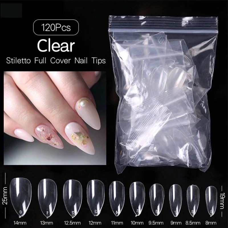 100Pcs False Full Nail Tips Quick Building Mold Tips Nail Dual Forms Finger Extension Nail Art UV extension Easy Find Nail Tools-Nail Inspo