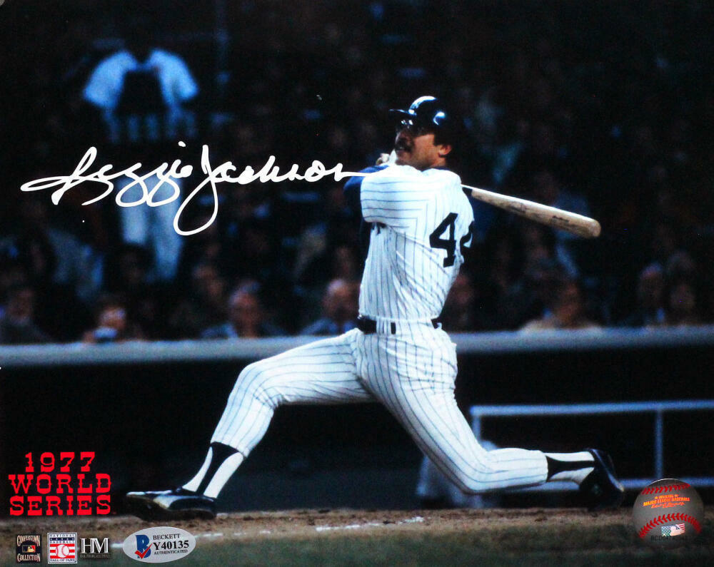 Reggie Jackson Signed NY Yankees 8x10 HM Color Photo Poster painting - Beckett Authenticated *Wh