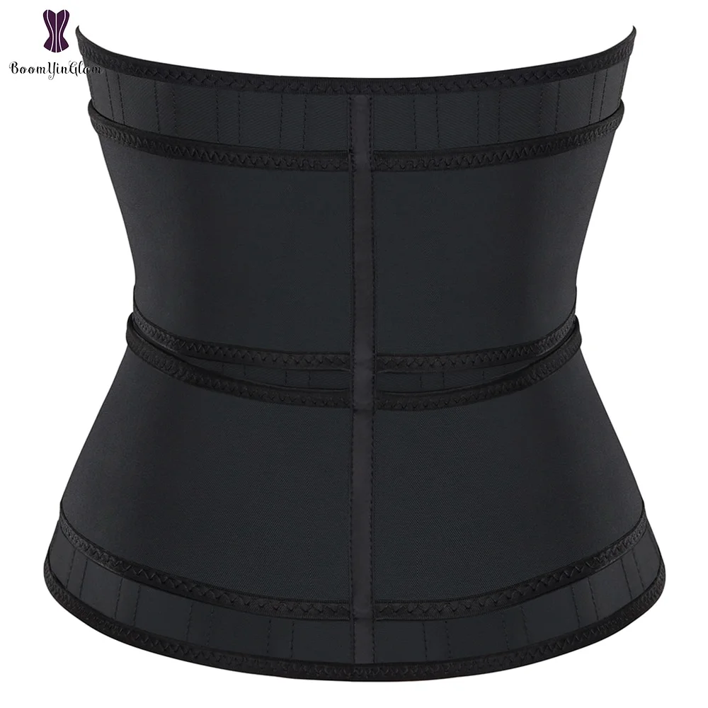Billionm Steel Bones Latex Waist Trainer Double Belts Zipper And Hooks Fajas Corset Training Cincher