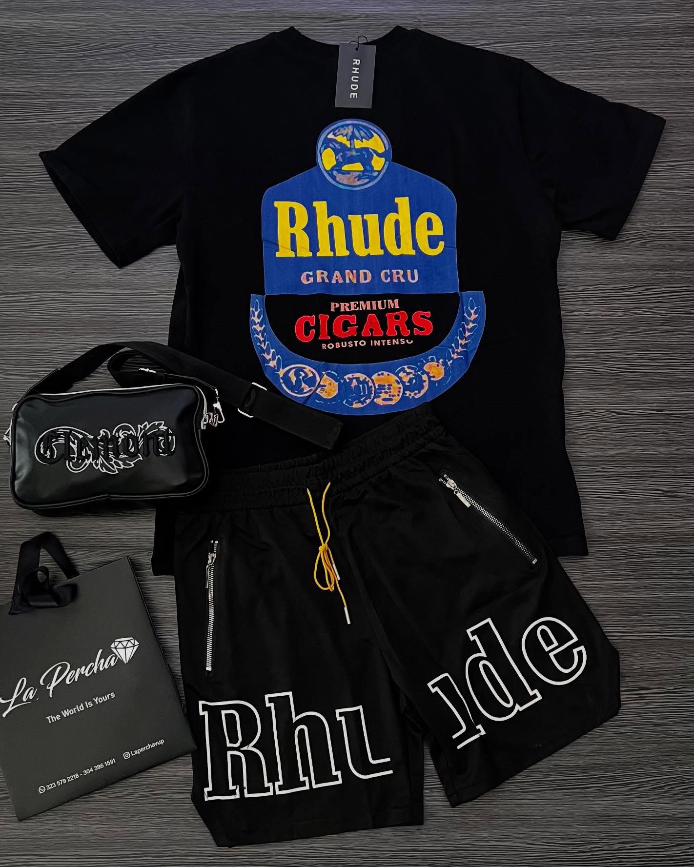 1:1 Higher Version RHUDE Cicars Print T-Shirt And Shorts Co-Ord