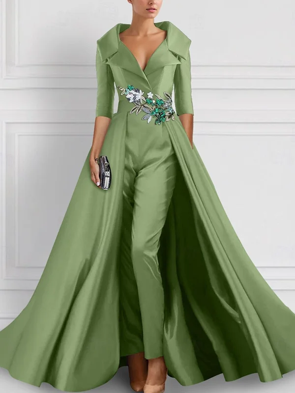 Floral Shirt Collar with Satin Slits Women's Dress