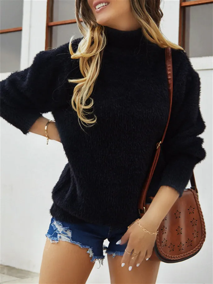 Women's Solid Color Long Sleeve Scoop Neck Top