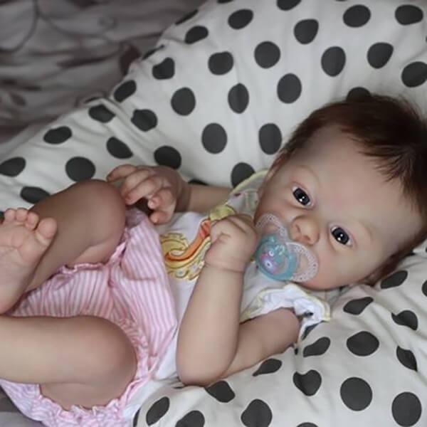Lifelike 18'' Riley Full Silicone Reborn Baby Doll, Cloth Body & Slicone Body - Reborn Shoppe