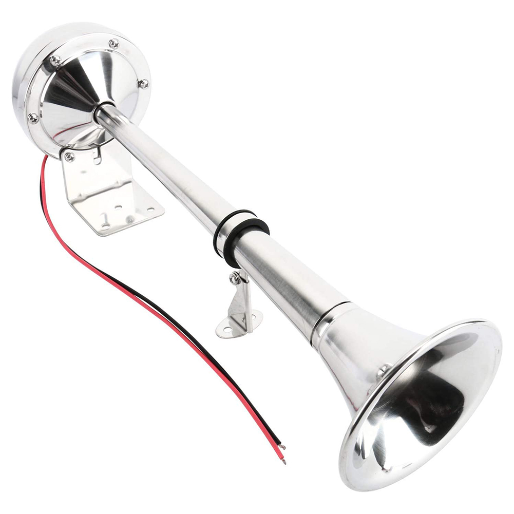 

12V Polished Stainless Steel Single Trumpet Horn Low Tone for Marine Boat, 501 Original