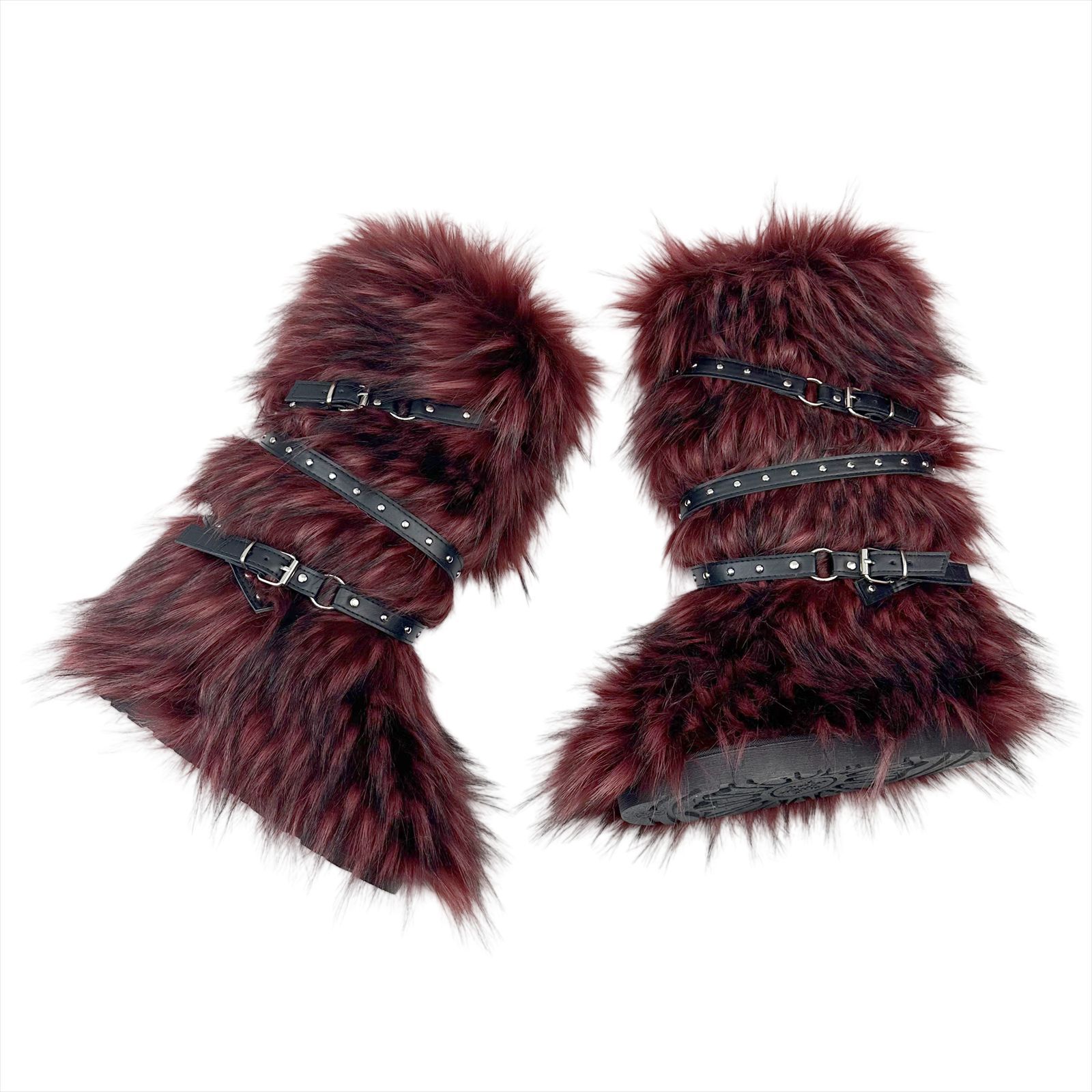 European and American Cross-border Y2K Spice Girls Sexy High Barrel Snow Boots 2024 New Cross Belt Buckle Fur Hair Boots-MERUMOTE