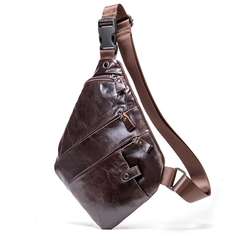 Irregular Shape Leather Zipper Daily Chest Bag Crossbody Packs