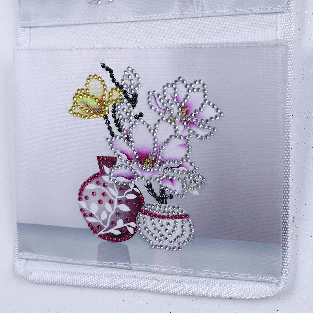 Wall Hanging Storage Bag DIY Flower Diamond Painting Home Organizer(20*50cm)