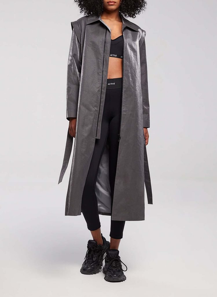 Zippered Cotton Belted Coat