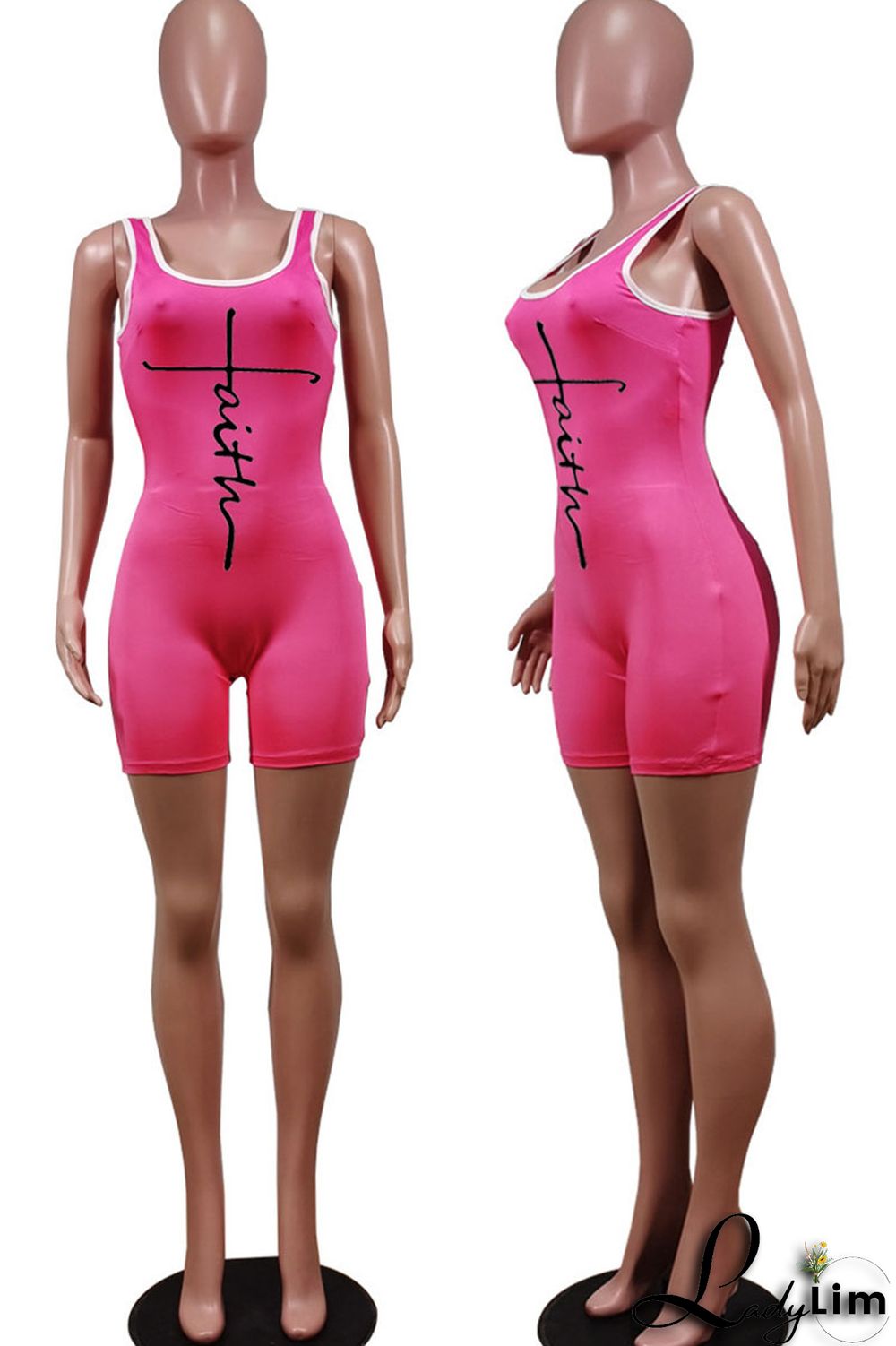 Tangerine Red Casual Print Split Joint U Neck Regular Jumpsuits