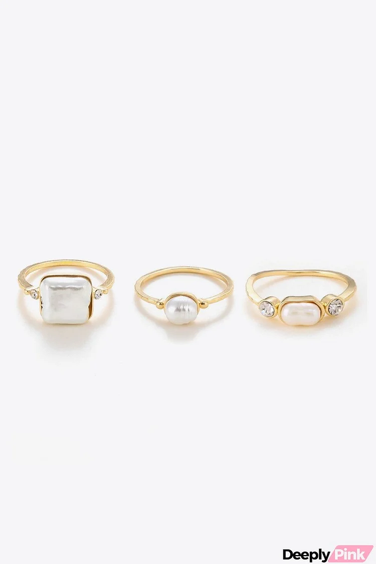 Pearl 18K Gold-Plated Ring Set