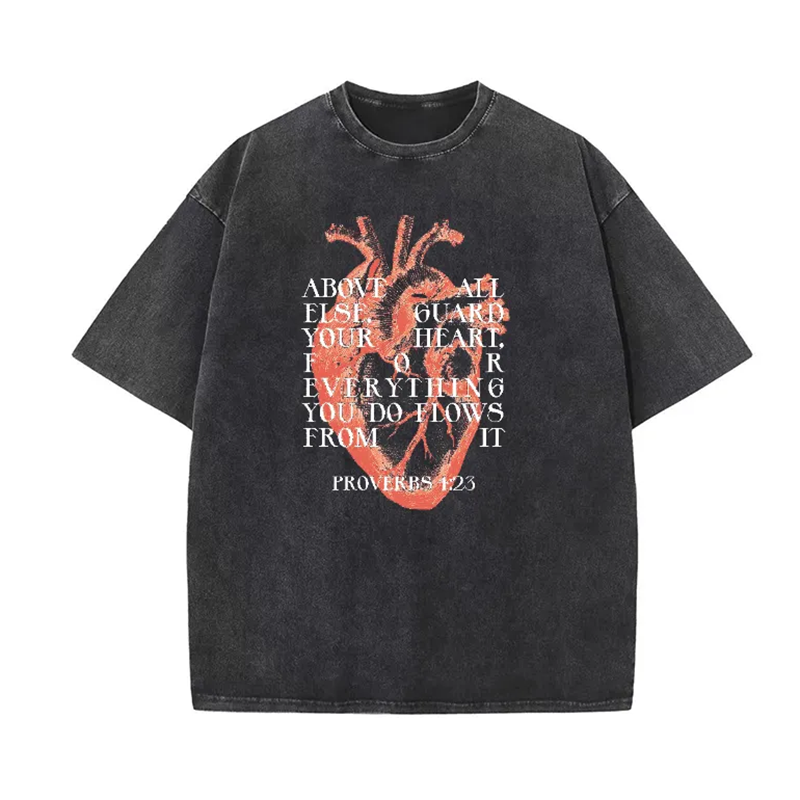 Loveciss®/ Proverbs 4:23 Unisex Washed T-Shirt