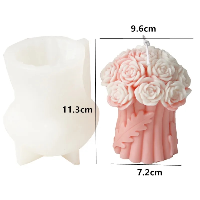 DIY Flower Bouquet Candle Mold Table Decoration Peony Floral Bouquet Pillar Silicone Mold Luxury Unique Wedding Gift