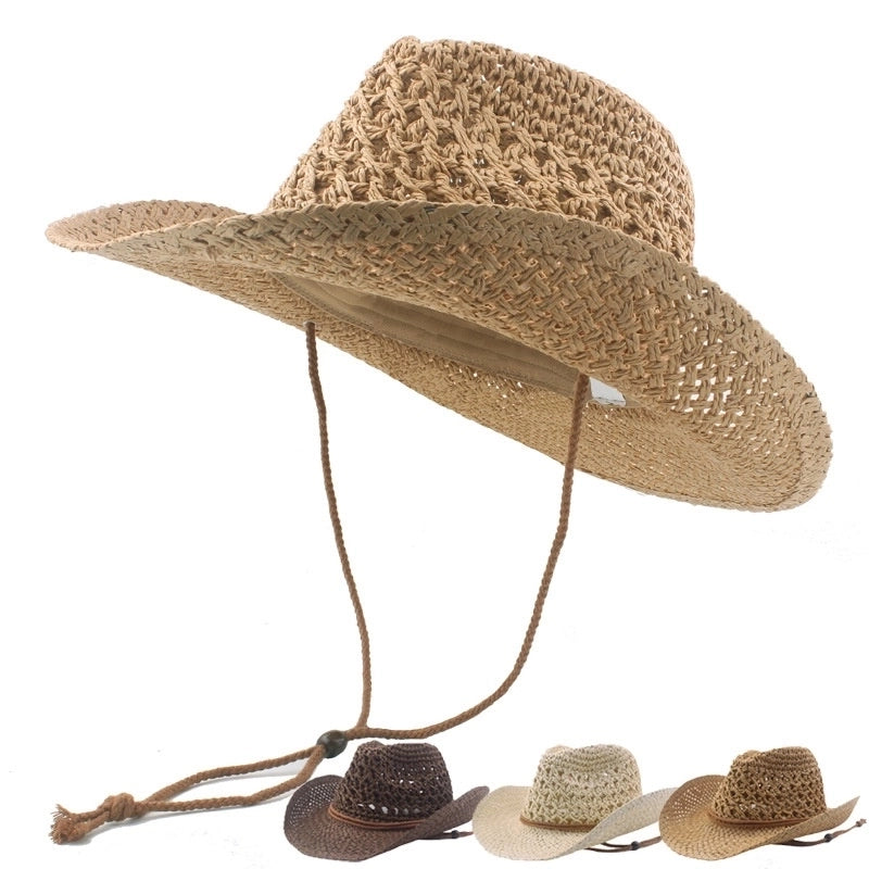 Women's Retro Solid Color Crimping Straw Hat