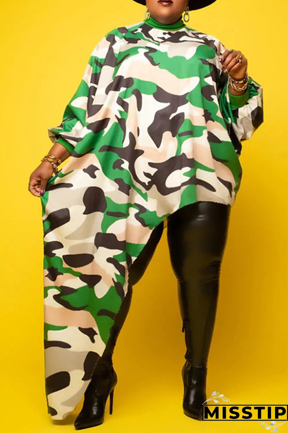 Leopard Print Sexy Print Patchwork Irregular Dress Plus Size Dresses
