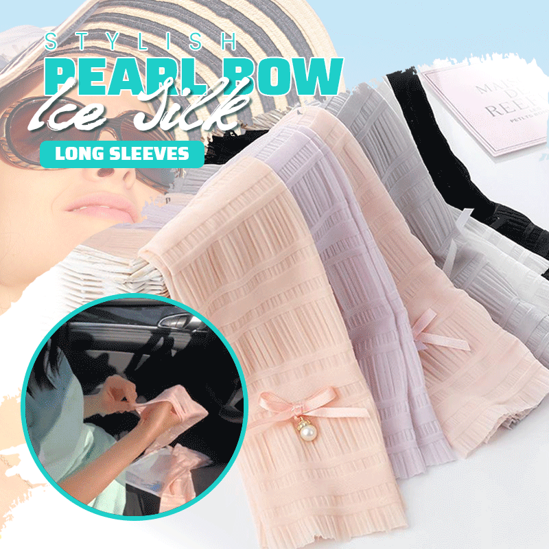 Pearl Bow Ice Silk Long Sleeves