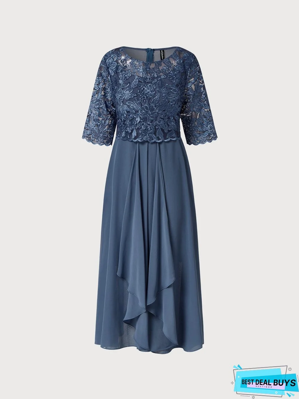 Plain Elegant Autumn Swing Crew Neck Holiday Midi Dress for Women