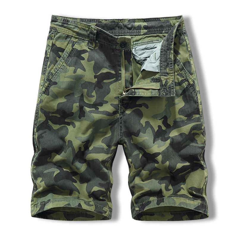 Men's Casual Cotton Washed Camouflage Slim Fit Cargo Shorts