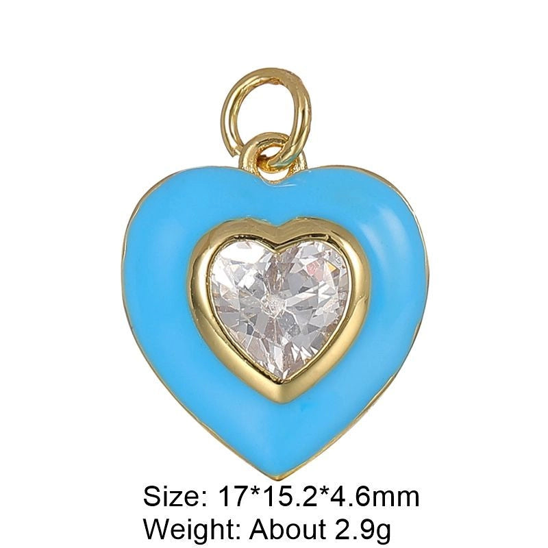 1 Piece 29 * 16mm Copper Artificial Gemstones Heart Shape Jewelry Accessories Pendant Chain