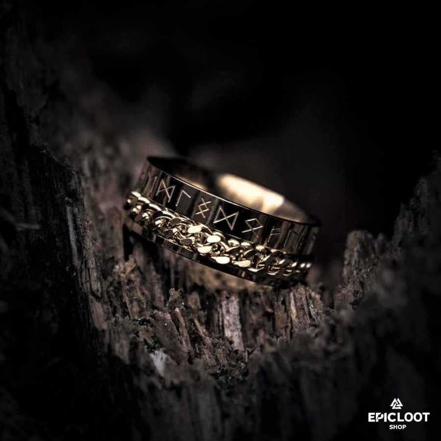 Silver Runic Rotating Ring
