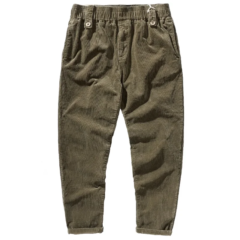 Loose Straight Corduroy Distressed Wide-Leg Casual Pants
