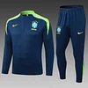 2025 Brazil Half-Pull Training Suit Royal Blue Football Shirt 1:1 Thai Quality Set
