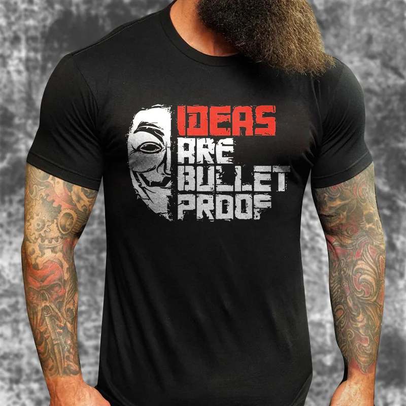 (This week's specials) Livereid Ideas Are Bullet Proof Printed T-shirt - Livereid