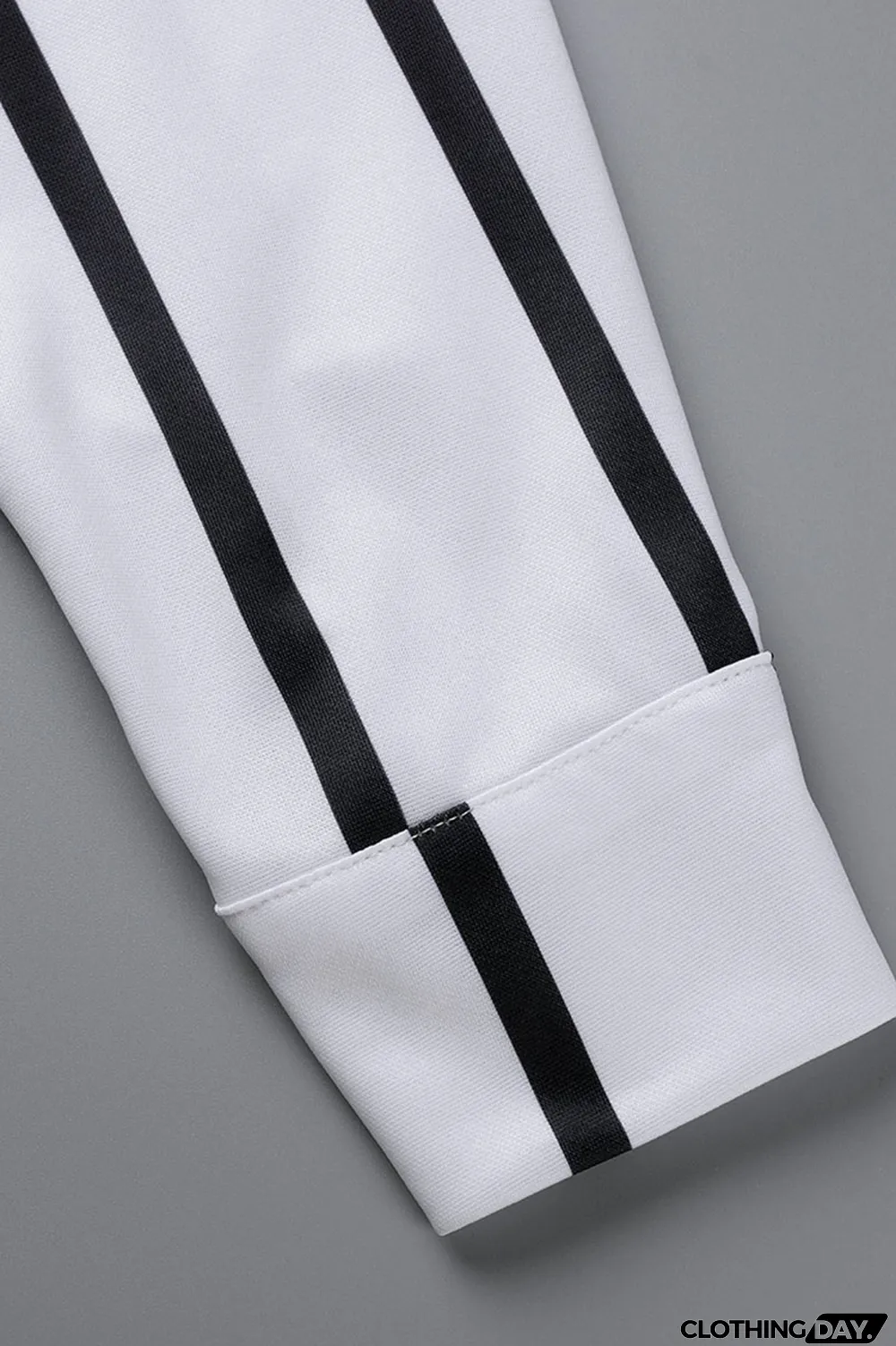 White Casual Striped Print Patchwork Turndown Collar Long Sleeve Two Pieces