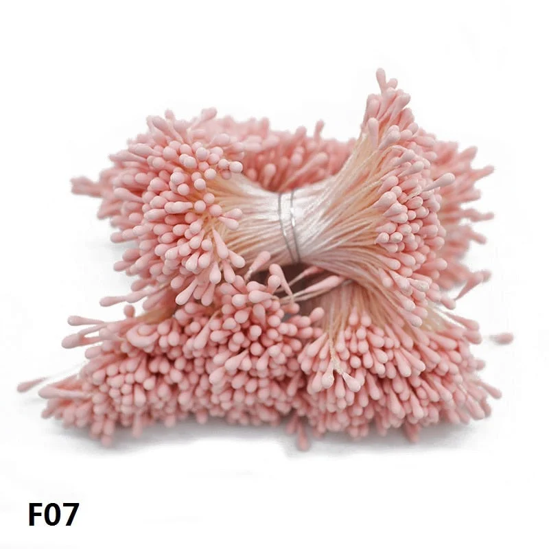 1 Bundle= 800Pcs Artificial Flower Double Heads Stamen Pearlized Craft Cards Cakes Decor Floral for Home Wedding Party Decor