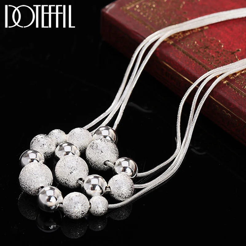 DOTEFFIL 925 Sterling Silver 18 Inch Three Snake Chain Matte Smooth Pendant Necklace For Women Jewelry