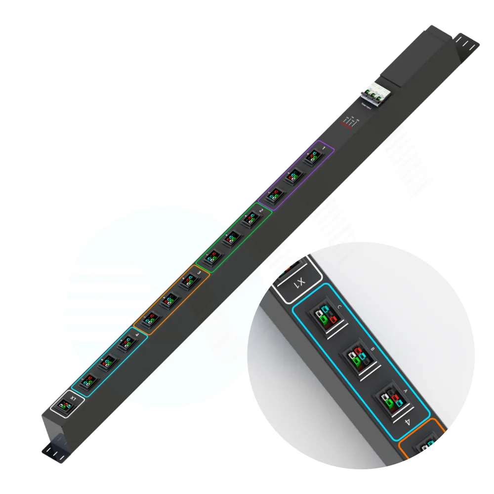 New S21 T21 PDU Rack Mount 3 Phase PA33 PA34 with 125A Breaker protector Power Distribution Unit Socket Data Center