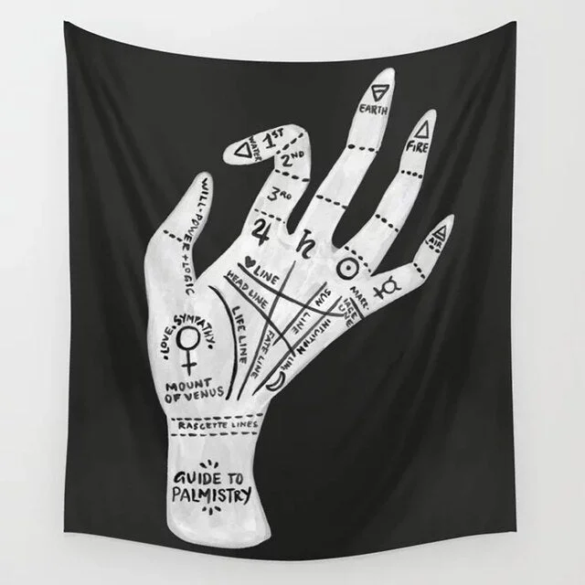 Tarot Tapestry Boho Tapestry Wall Hanging Moon Phase Magic Hand Tapestries Bedroom Decor Bedspread Cover Sun Moon Wall Decor