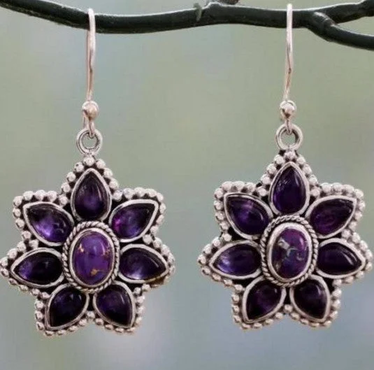 Vintage Tyrannose-Purple Dragon Crystal Petal earrings