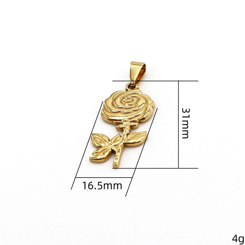 1 Piece 14.5mm*23.5mm 16.5mm*31mm 17mm * 21.5mm 304 Stainless Steel K Gold Plated Hexagram Rose Flower Pendant Jewelry Accessories