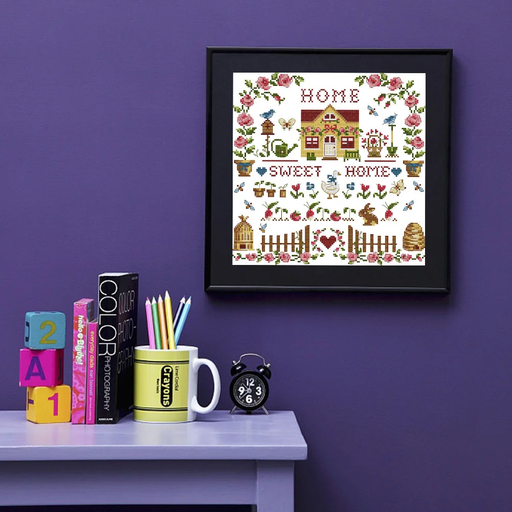 Partial Printed Cross Stitch 14CT - Sweet Home(31*31cm)